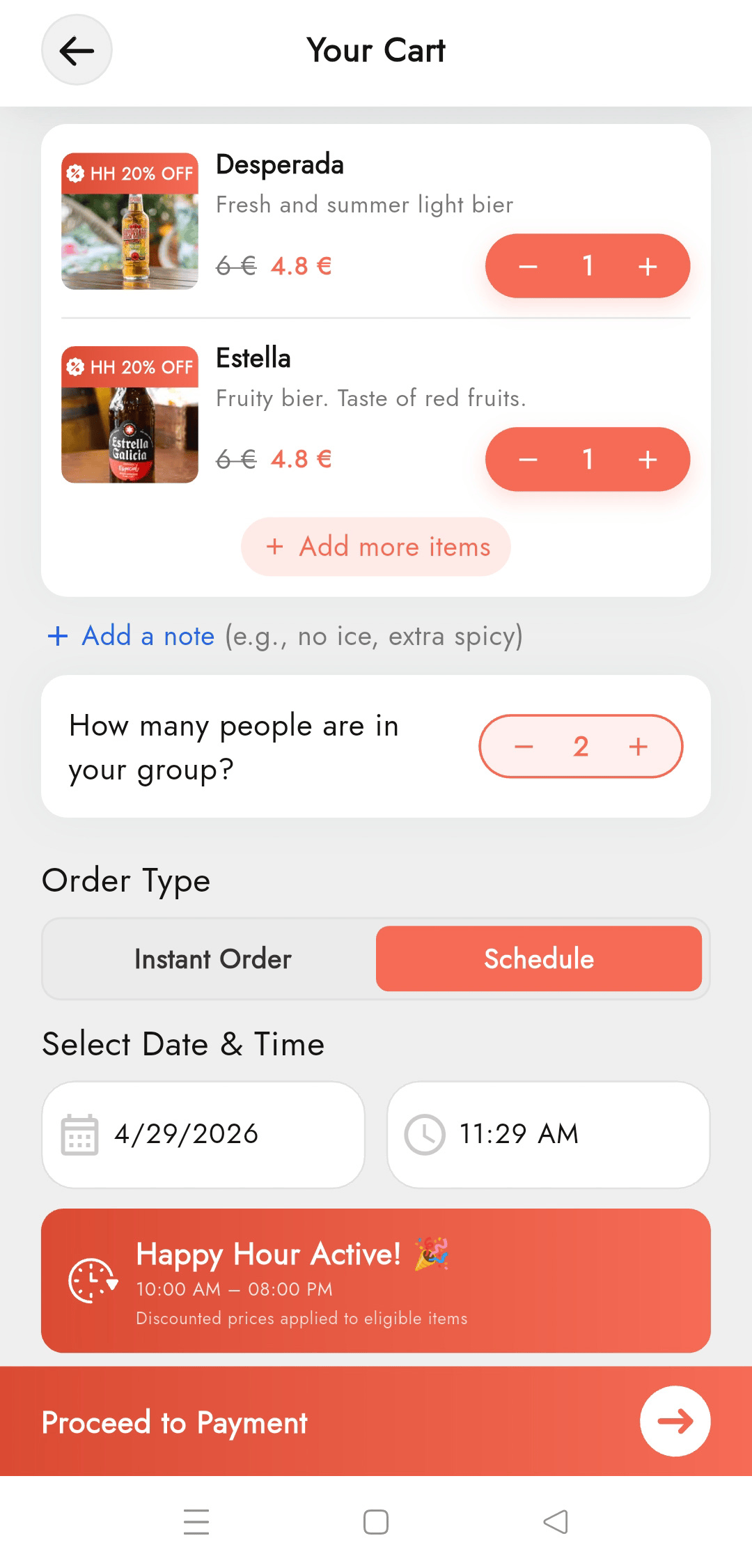 Manage your cart